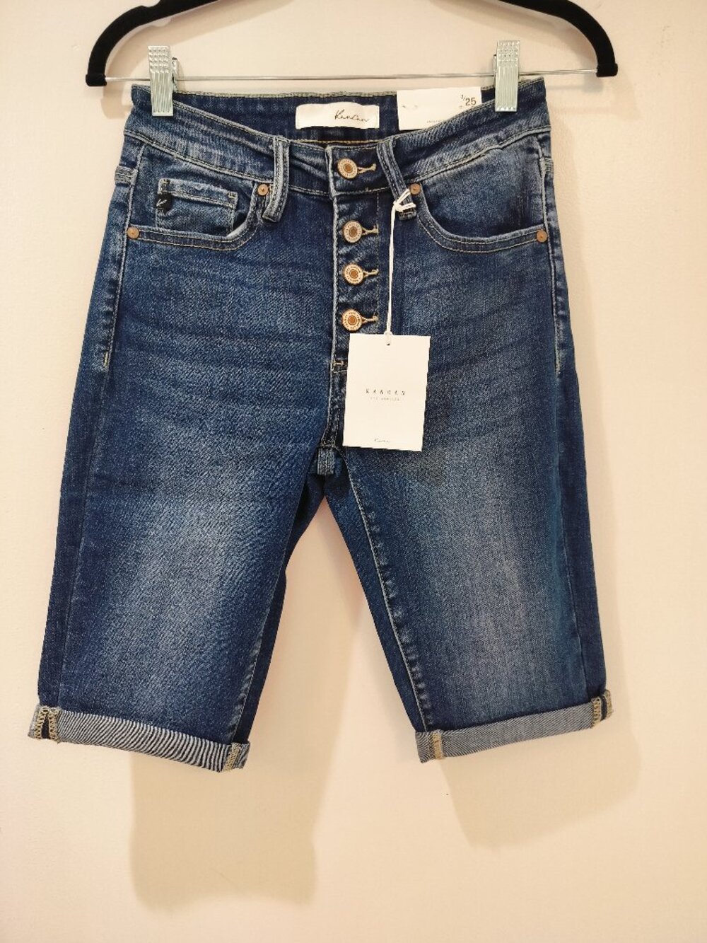 NWT KanCan Jeans 325 High Rise Button Fly Bermuda Denim Shorts Stretch